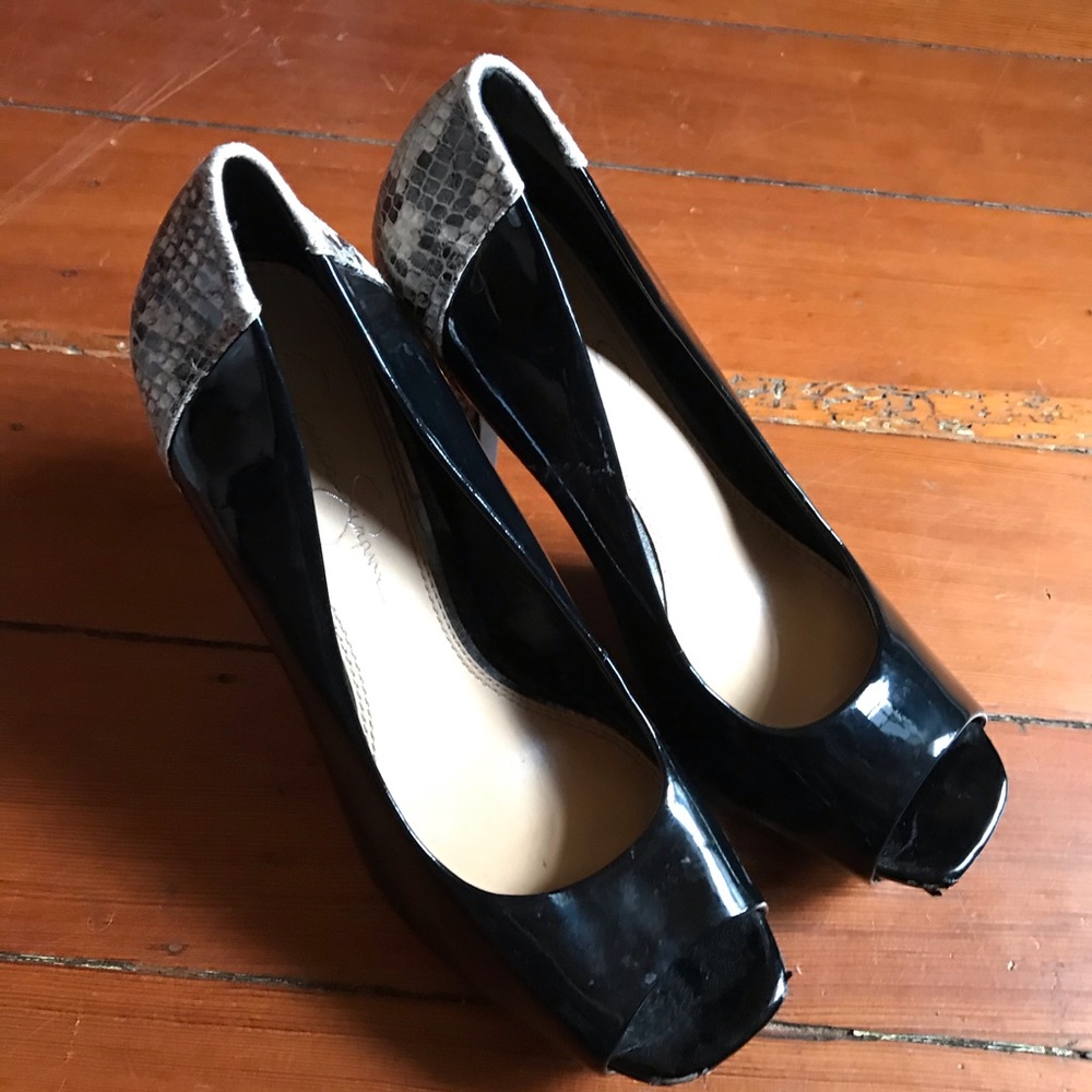 🖤👠Jessica Simpson Black with Snakeskin Heels